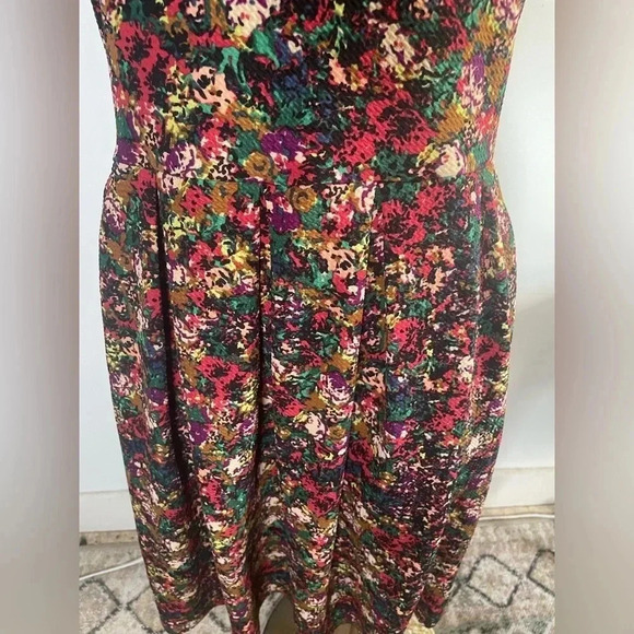 LuLaRoe Dark Rose Amelia Dress Rare Print Pleated Pockets Size Large 14/16 0188 - Picture 4 of 12